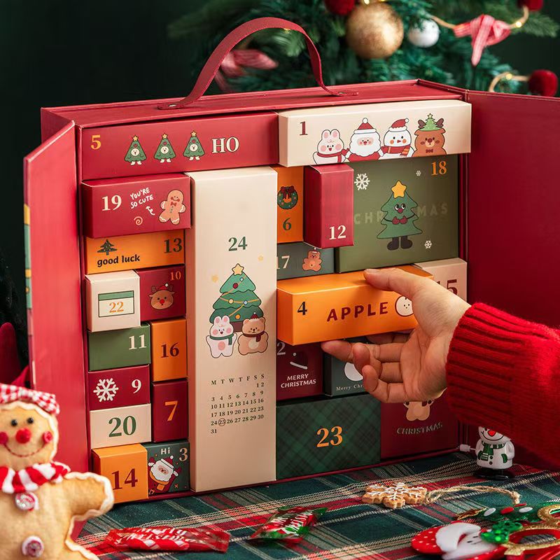 Custom Empty Advent Calendar 24 Day Cosmetic Packaging Box Luxury Magnetic Closure Christmas Advent Calendars Gift Boxes