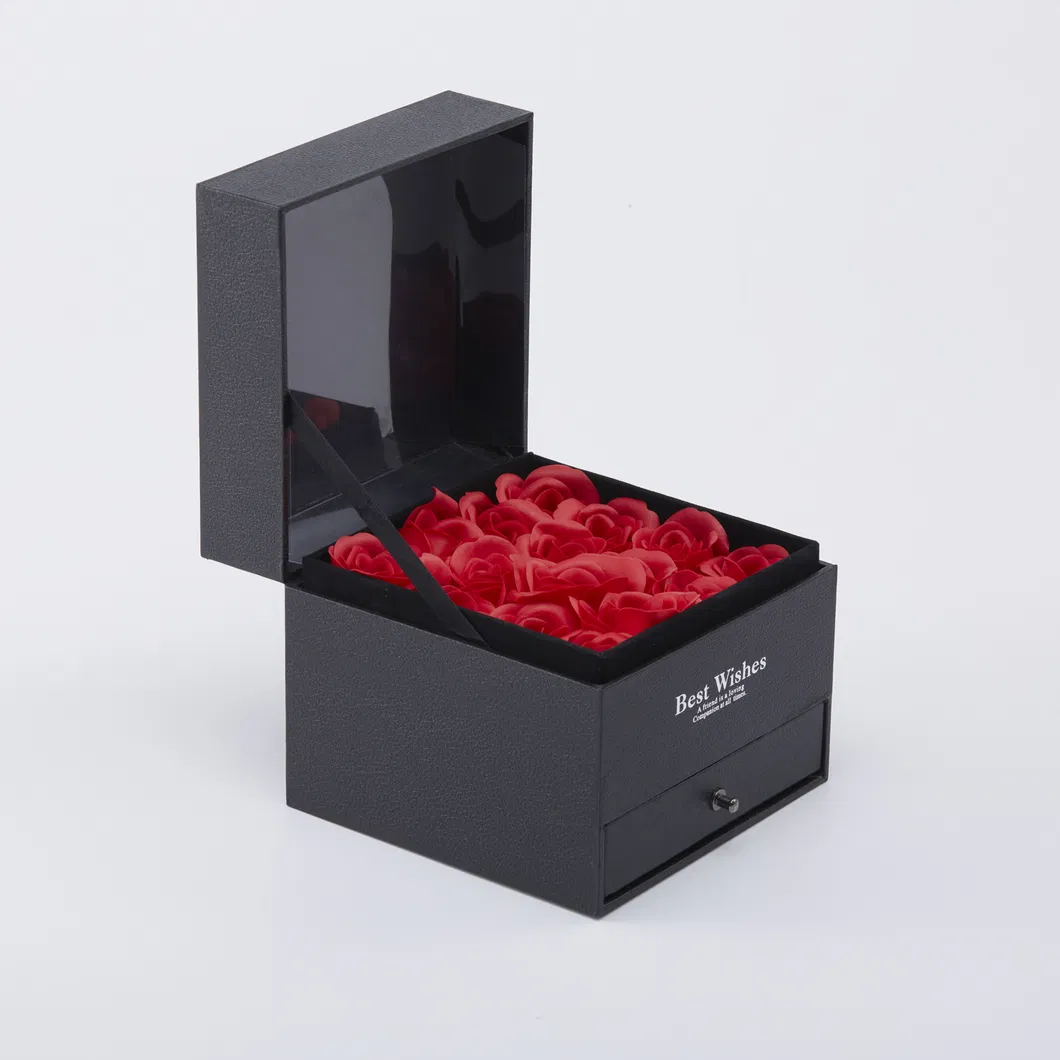 Factory Price Luxury Custom Jewellery Gift Box Hot Product Box Black Box Rose Flower Decorate