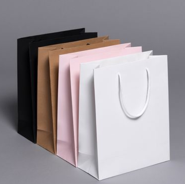 Eco-Friendly 100% Recycling Business Promotional Tote Package Custom Logo Printed Carrier Handbag Kraft Paper Cardboard Wrapping Gift Container Box