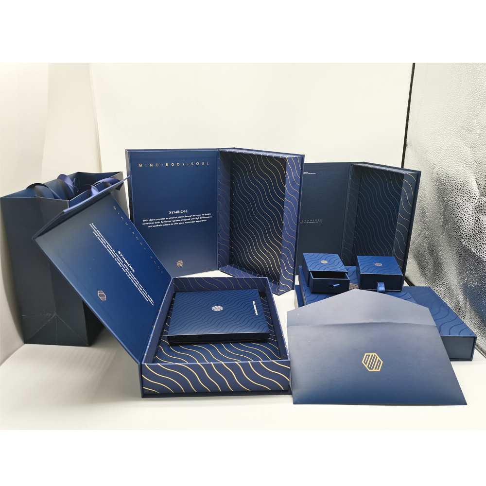Blue Wholesale Custom Logo Chocolate Box Customizable Packaging Box Snacks Variety Pack Free Design Gold Foil