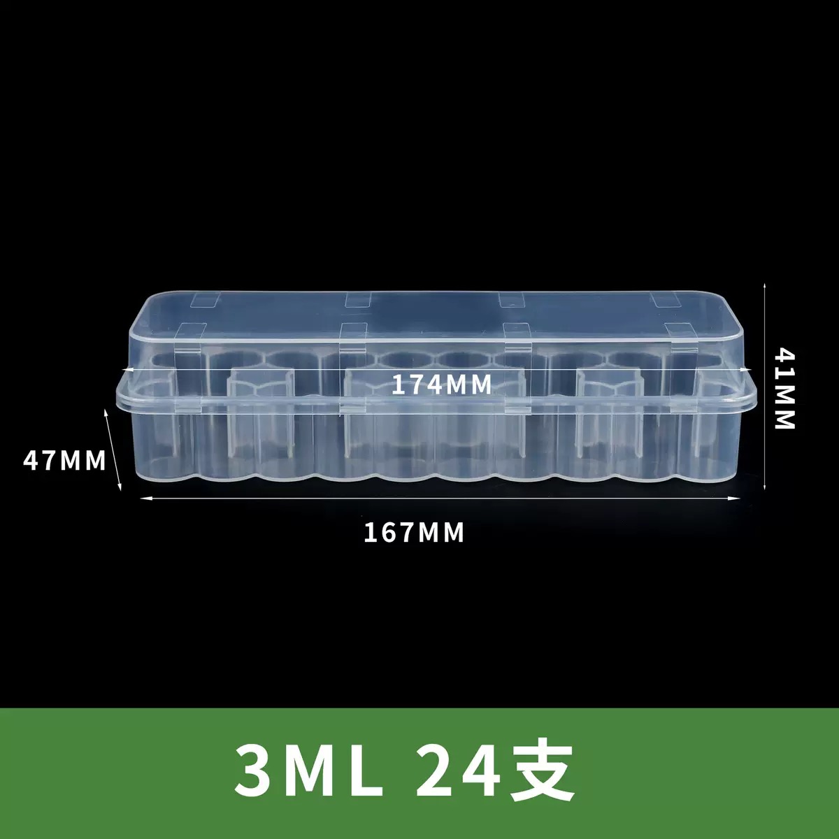 Wholesale Cosmetic Peptide Vial Boxes 3ml*24 Holder PP Plastic Transparent Waterproof Packaging Case with Silk Screen Printing