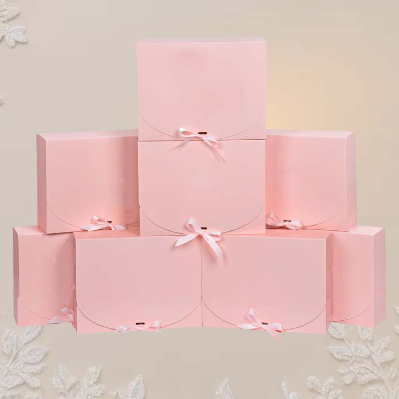 Hot Selling Luxury Gift Dessert Folding Paper Box Birthday Gift Wrapping Paper Box for Folding Bow Wedding Party