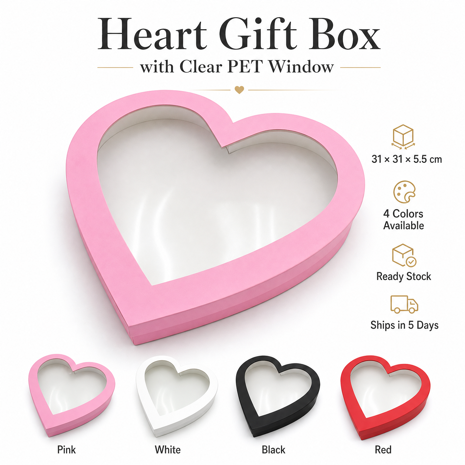 Big Cardboard Charcuterie Sweet Treat Chocolate Strawberry Heart Shaped Gift Box With Clear Window