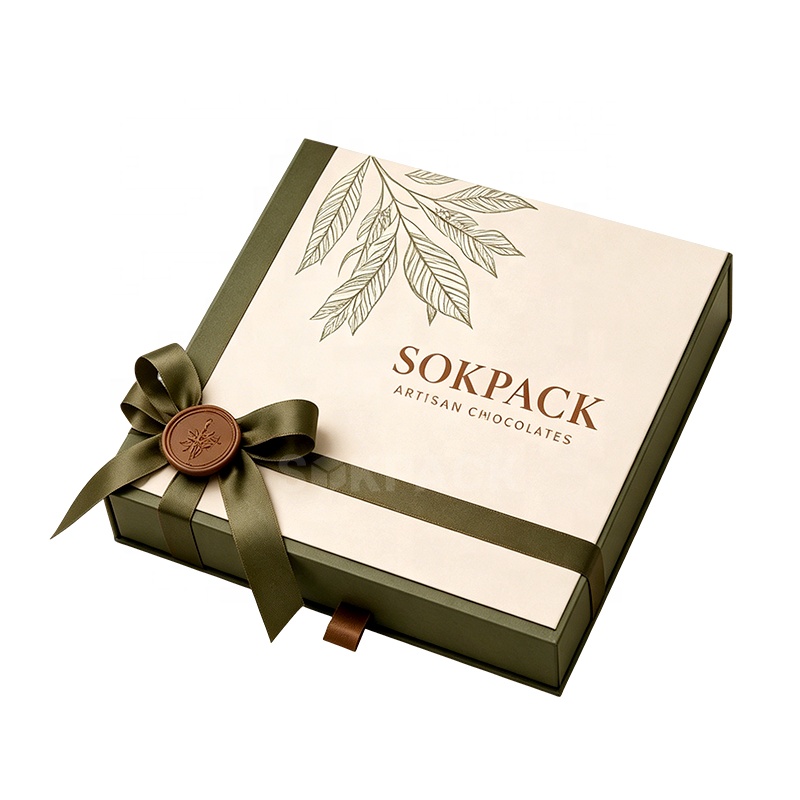 Custom Book Style Flip Top Chocolate &amp; Sweet Gift Box 24 Cavities Rigid Paperboard Box with Plastic Insert Candy Box