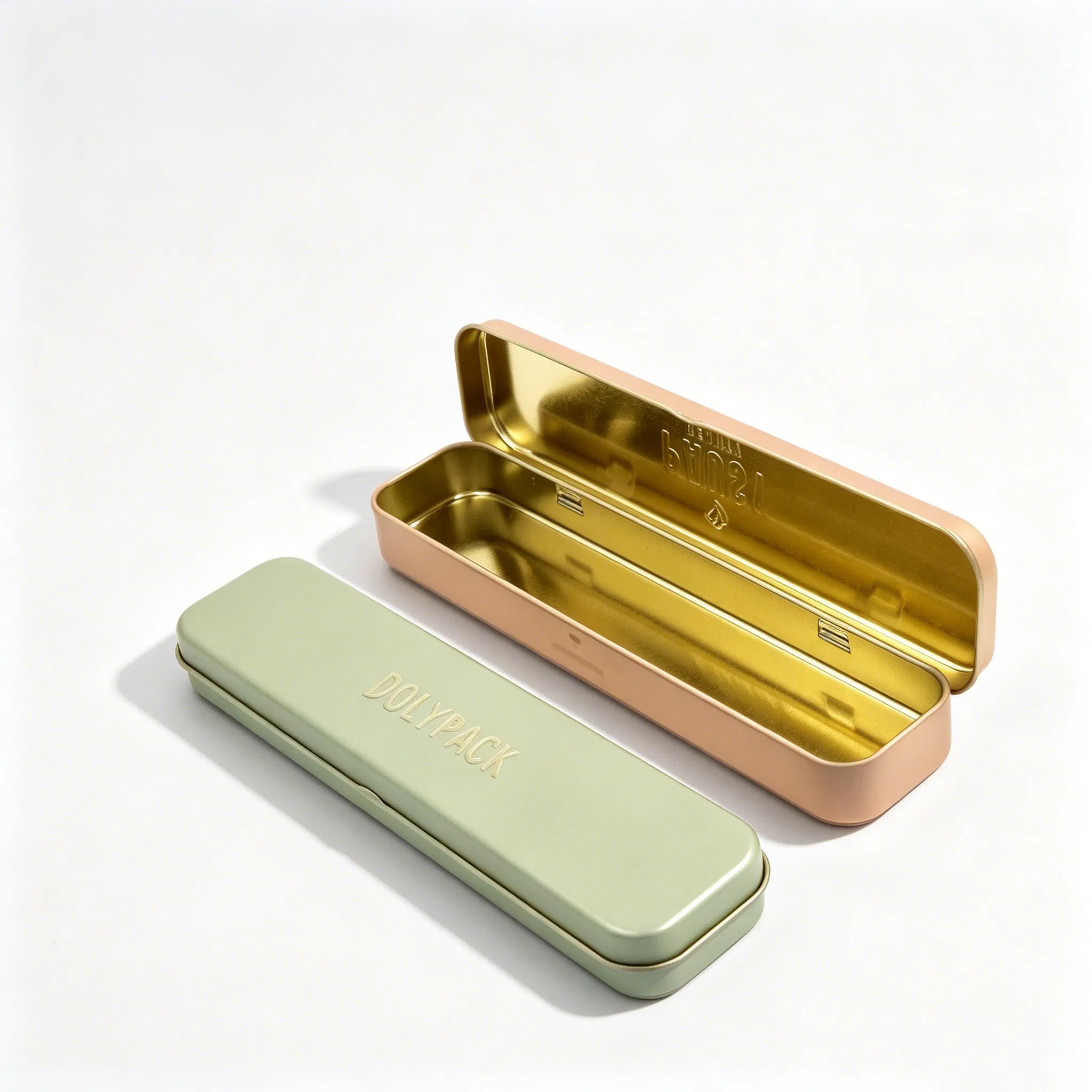 Custom School Students Promotional Gift Tinplate Hinged Prayer Tin Pill Chocolate Cookie Metal Pen Can Pencil Jewelry Packaging Box