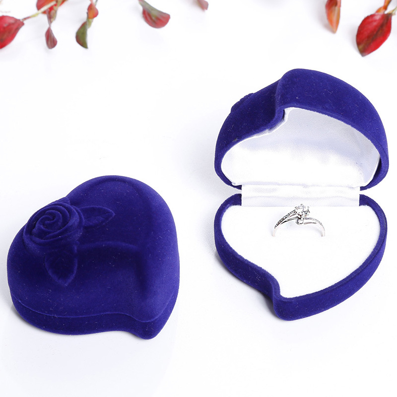 Jewelry Gift Box Heart-shaped Rings Packaging Display Portable Travel Case Velvet Ring Box Ring Jewelry Box