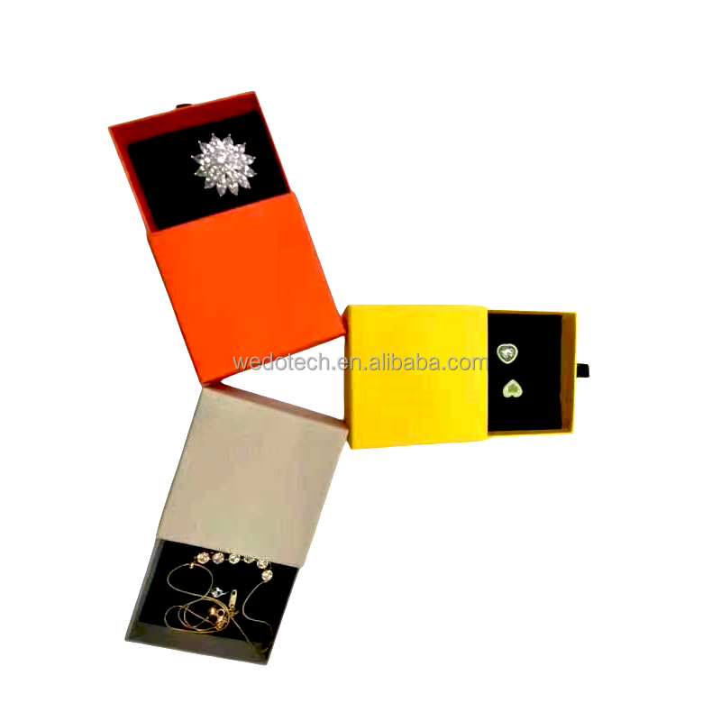 Cardboard Drawer Jewelry Gift Box for Necklace Earring Bracelet Ring with Embossing Printing Handling