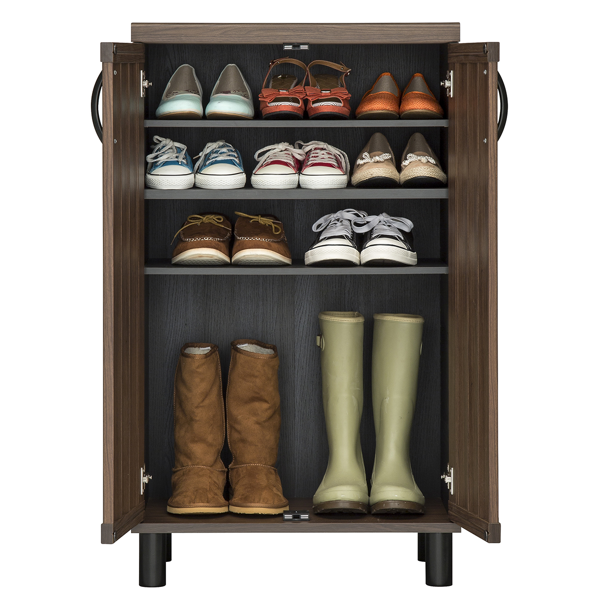 Vintage Brown Eco-Friendly Wood Shoe Organizer Storage Cabinet with Easy Sliding Shelves for House Entrance Standing Type