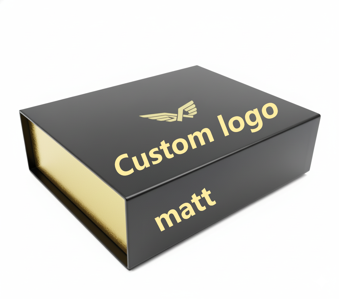 Custom Foldable Rigid Gift Box with Magnetic Closure Collapsible Design Embossing Matt Lamination Gold Liner