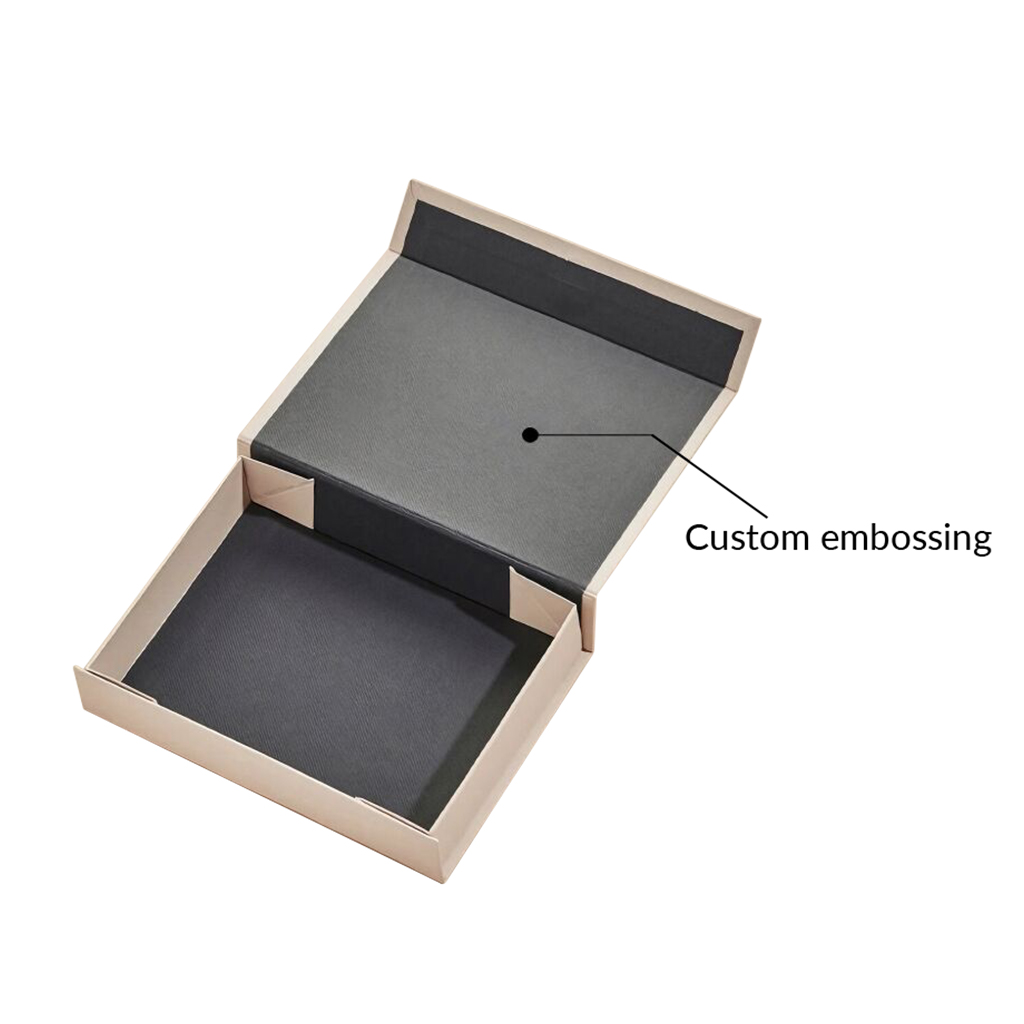 Custom Logo Beige Magnetic Gift Box with Matching Card Insert for Corporate Greetings
