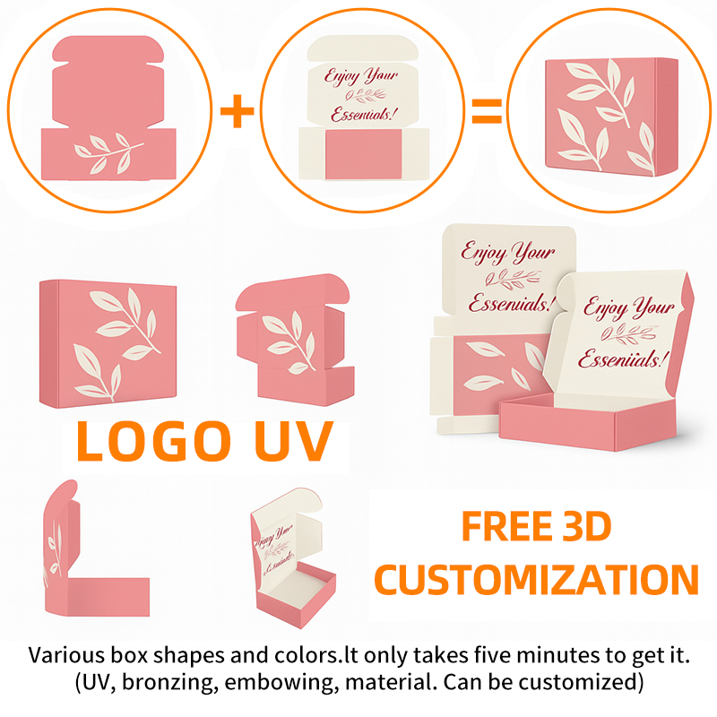 Wholesale Custom Printed logo Pink Mailer Boxes Personalized Subscription Shipping Paper Mailing Gift Packaging Cardboard Box