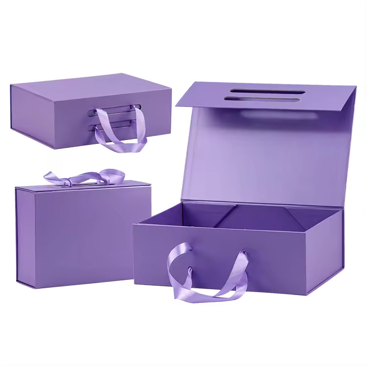 Wholesale Custom Logo Printed Folding Foldable Fold Cardboard Magnet Magnetic Handbag Packaging Packaged Paper Box For Tote Bag