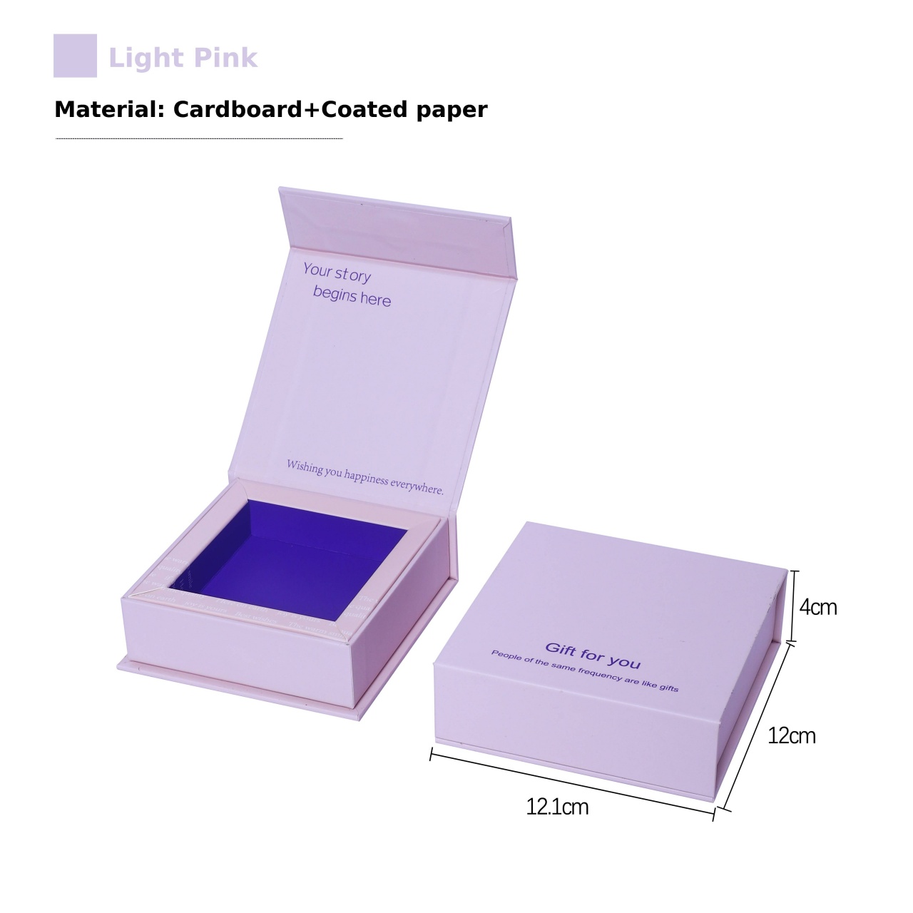 Factory Premium Eco-friendly Personalized Square Rigid Coated Cardboard Jewelry Boxes with Flip Top Closure for Valentine's Day