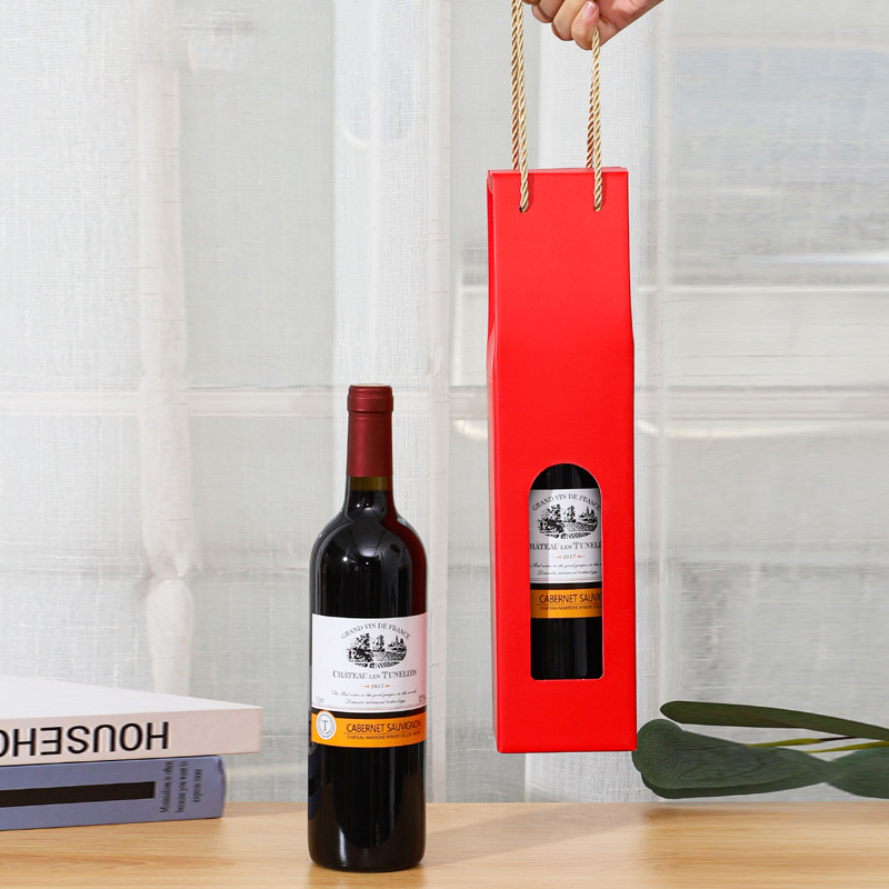 Supplier Wholesale Custom logo Cheap Single Red Wine Bottle Paper Gift Box Packaging Wine Glass Gift Box With Window