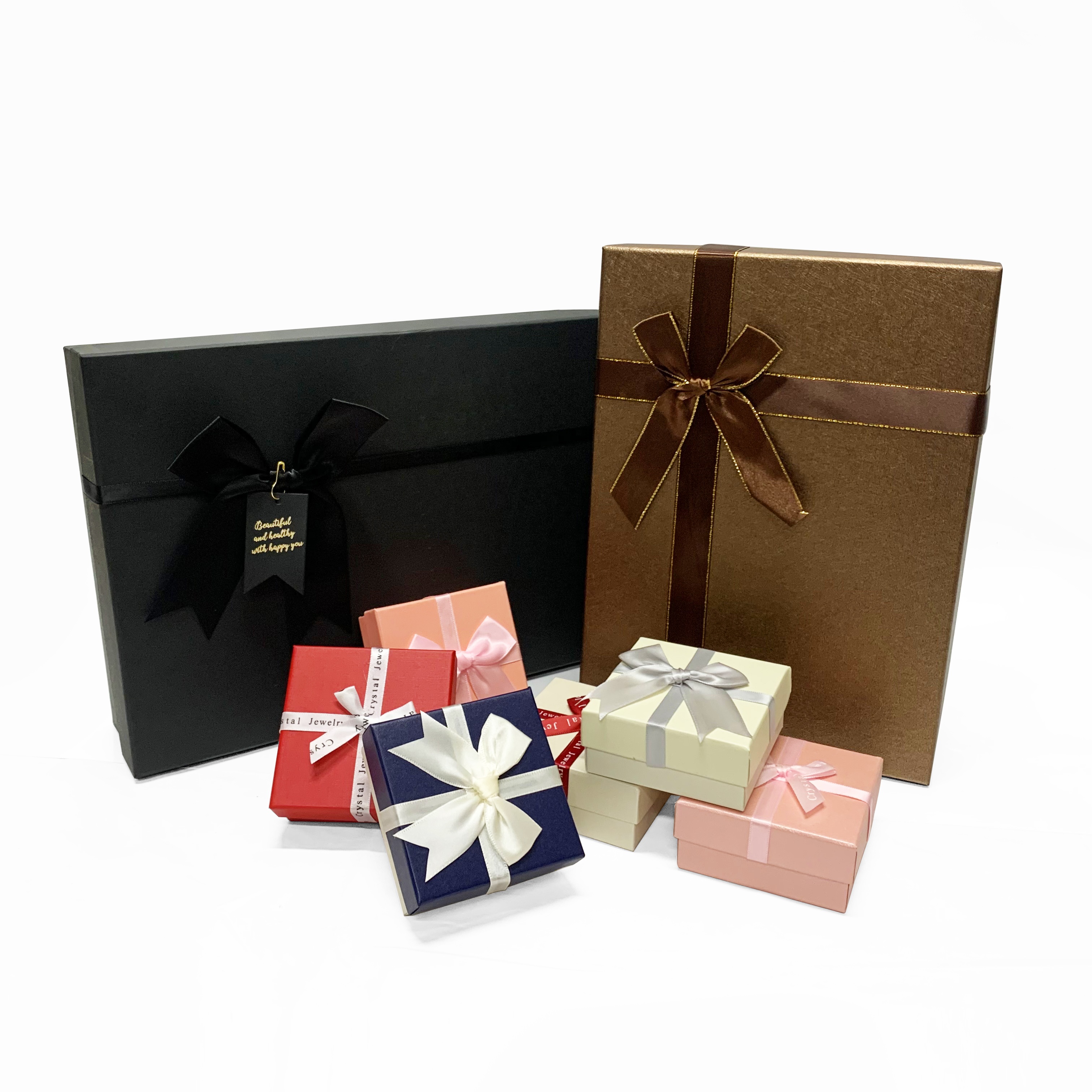 Orange Recycled Materials Gift Box with Clear Window &amp; Decorative Ribbon 2cm Disposable Packaging for Christmas &amp; Holiday Gifts