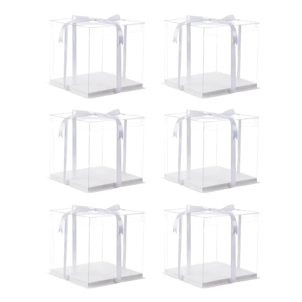 Wholesale Tall Transparent Plastic Clear Cake Packaging Box Wedding Pop Pastry Gift Bakery Cake Display Box