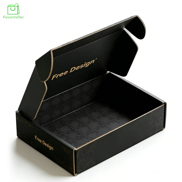 Custom Logo Printing Black Mailer Box Eco-Friendly Corrugated Shipping Paper Packaging Boxes For E-commerce