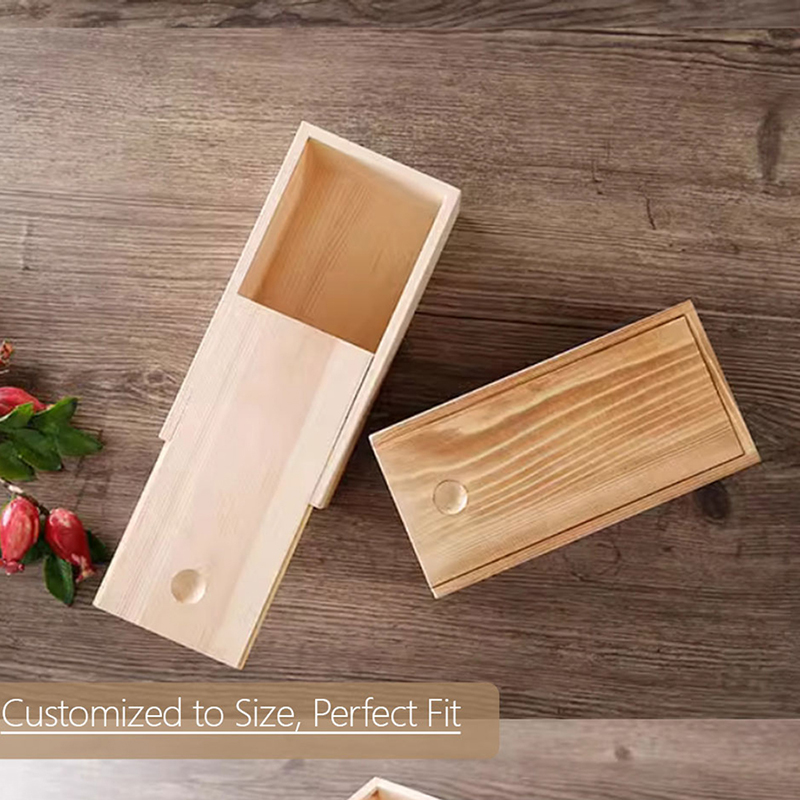 Hot Selling Nature Pine Wood Pull-Out Storage Organizer Boxes With Push Pull Cover Lid Storage Gift Wooden Box
