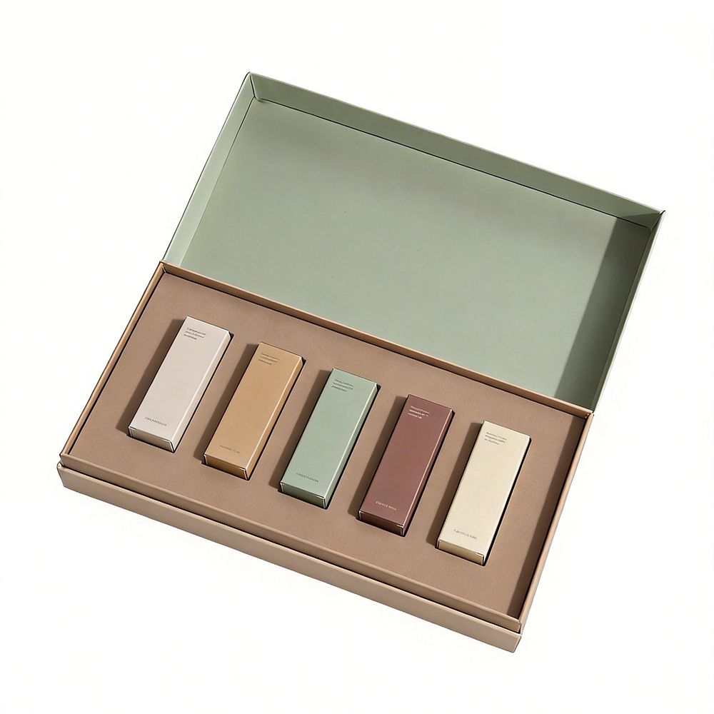 High-End Eco-Friendly Biodegradable Cardboard Cosmetic Box With Magnetic Closure Custom Logo Hot Stamping Handle 2mm Thickness