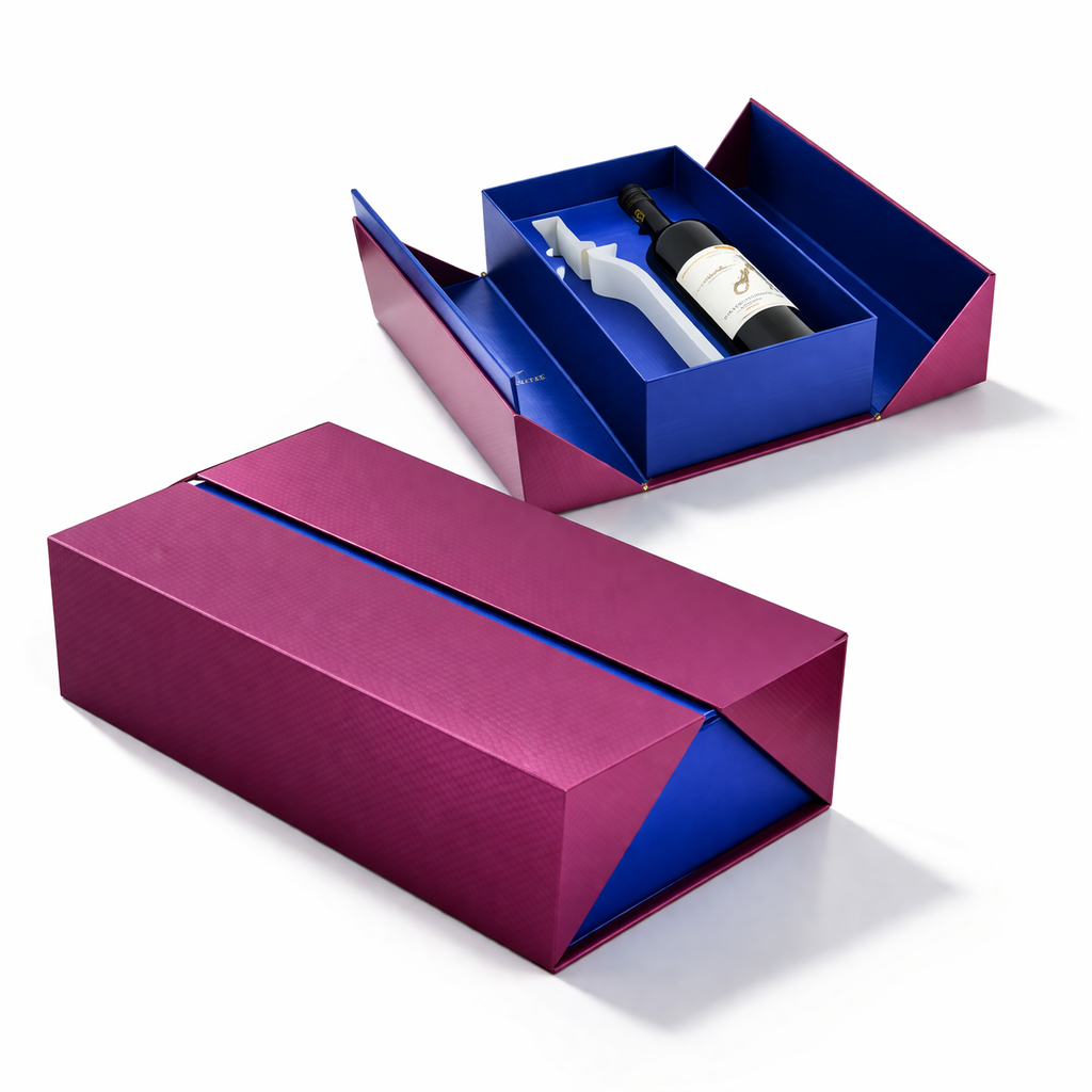 Double-door Custom-Made High-End Red Wine Box with Flip-Top Lid Two-Piece Cardboard Gift Box for Beverage