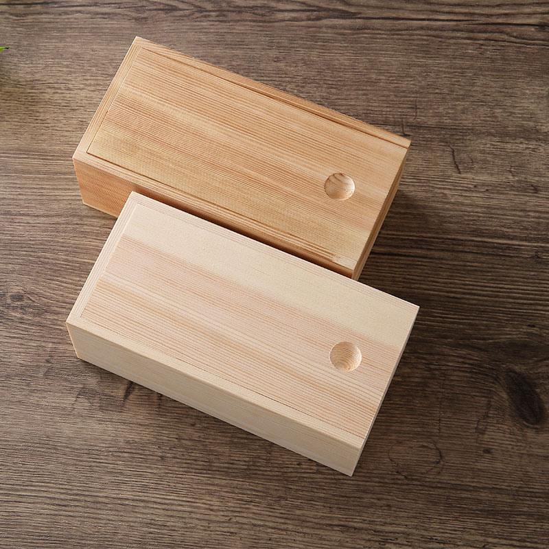 Hot Selling Nature Pine Wood Pull-Out Storage Organizer Boxes With Push Pull Cover Lid Storage Gift Wooden Box