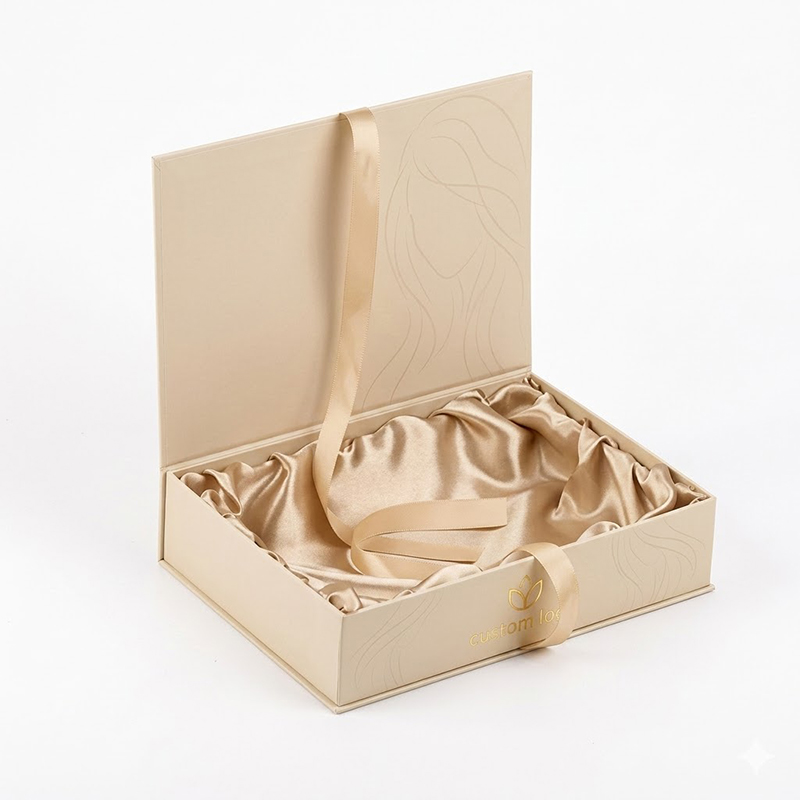 Custom Print Personalized Luxury Paper Magnetic Closure Gift Box With Satin Interior Hair Weave Packaging