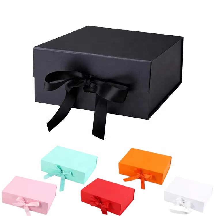 Multi-color Bow Magnetic Gift Box Portable Premium Luxury Packaging with Embossing Empty Birthday Souvenir Box and Custom Logo