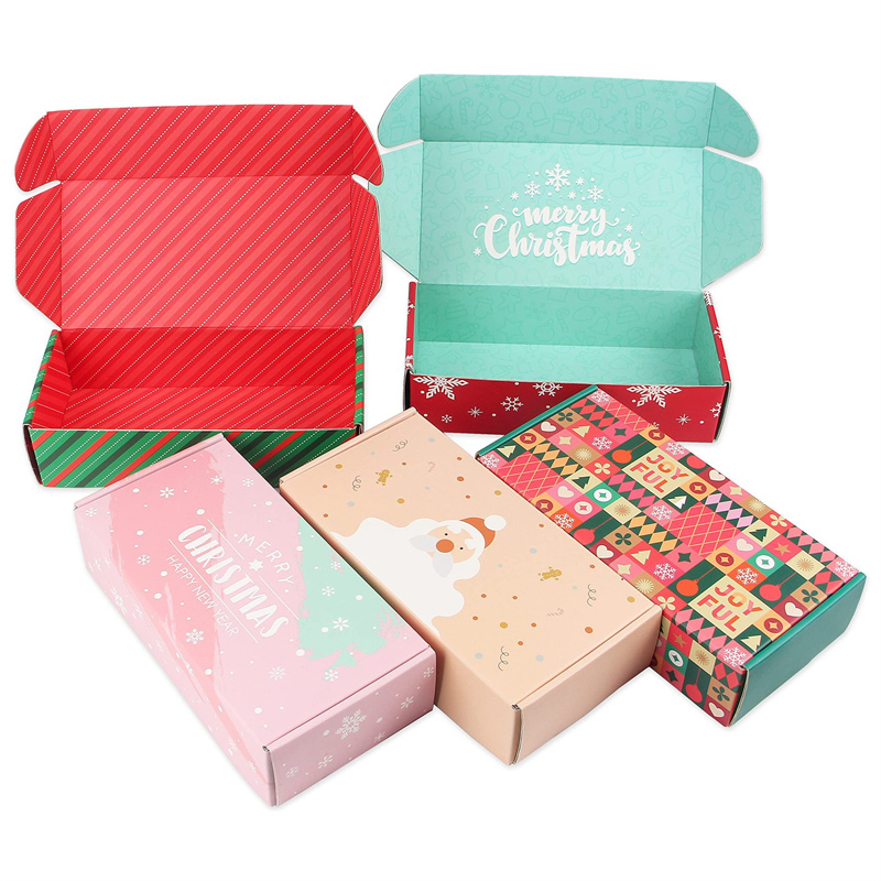 Custom Retail Logo Color Paper Mailing Product Gift Box Printed Corrugated Folding Shipping Kraft Mailer Packaging Cardboard Boxes for Christmas Xmas