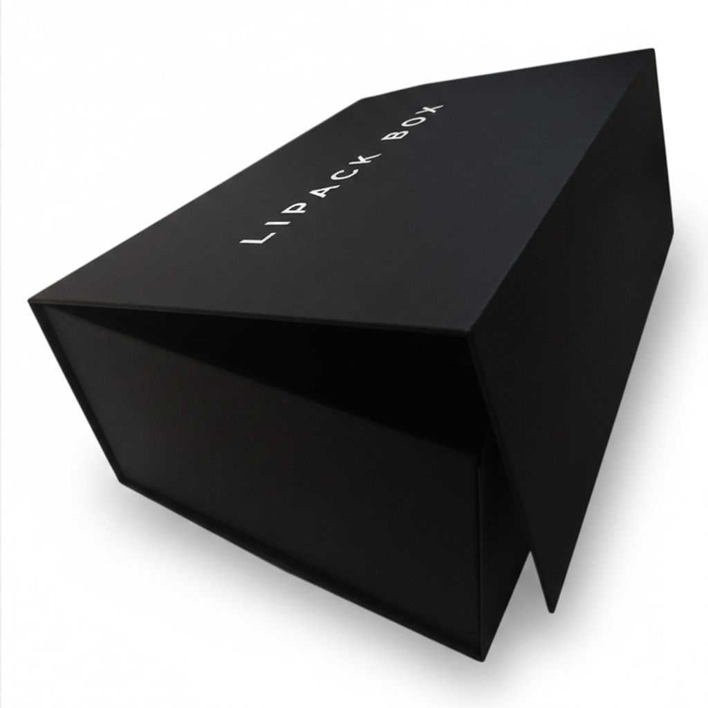 Eco Friendly Recycled Cardboard Self Erecting Magnetic Closure Custom Black Shoe &amp; Socks Foldable Paper Gift Box