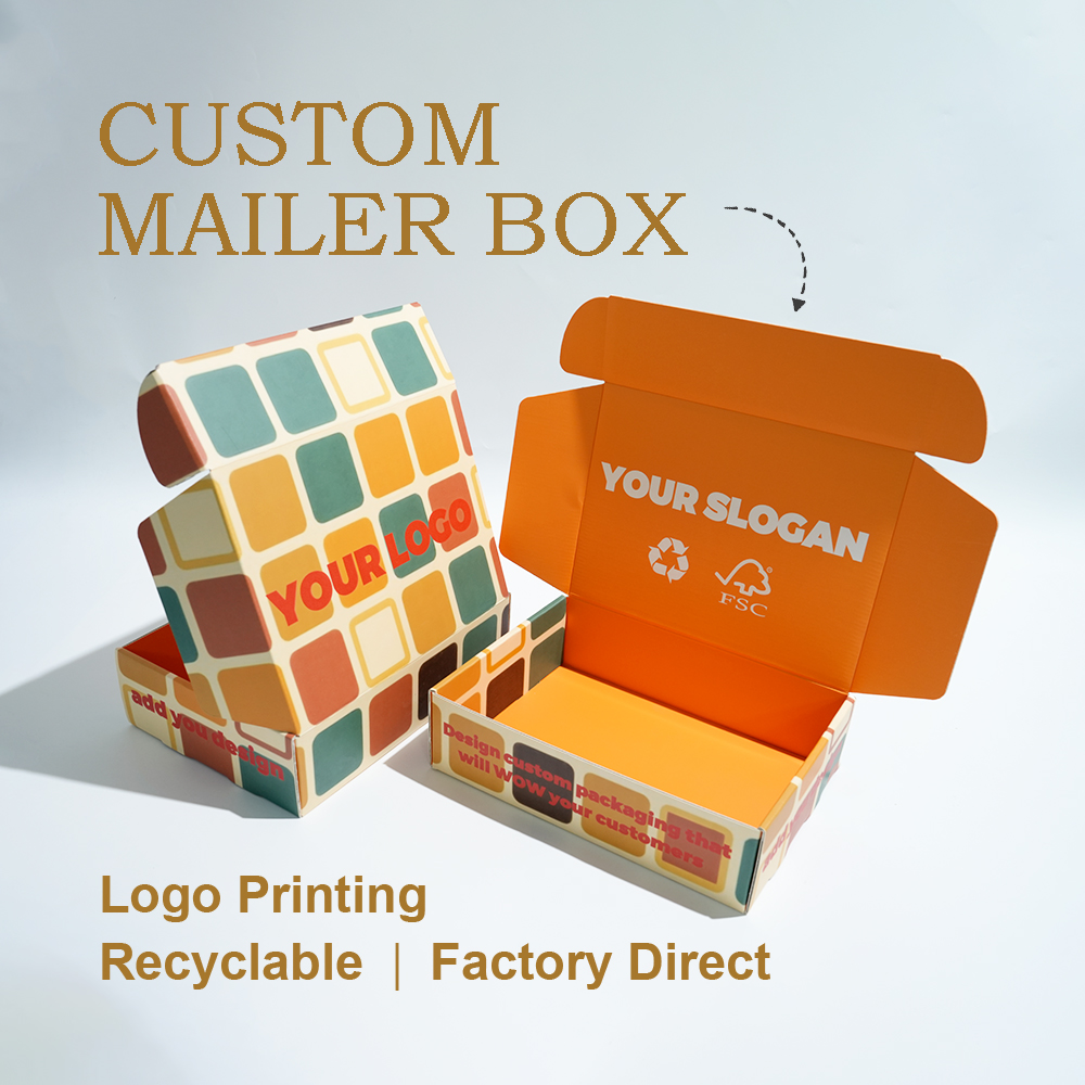 OEM Custom Eco-Friendly Corrugated Gift Fold Box Embossed Logo Printed Shipping Paper Mailer Packaging for Gifting Folder Type