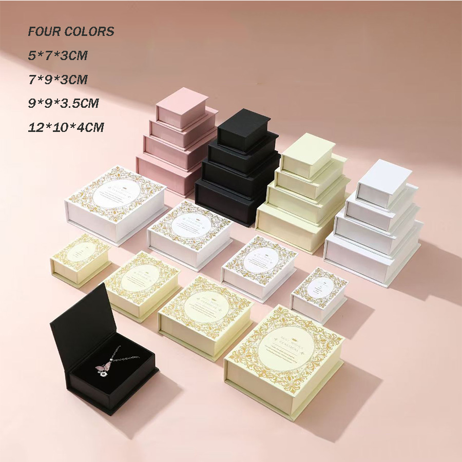 Custom Hot Stamping Logo Recyclable Embossing Book Shape Package GiftJewelry Box for Ring Pendant Storage Box