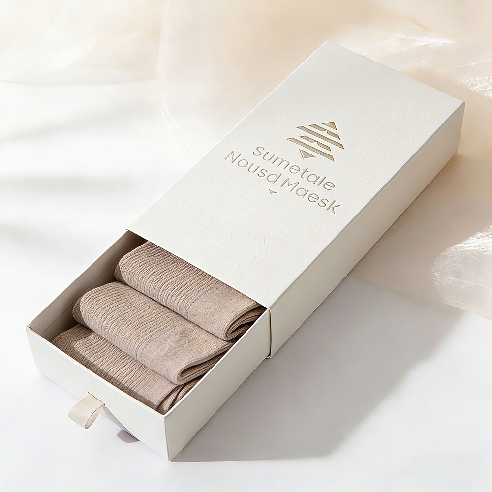 Custom Logo Print Debossing Luxury Paper Hard Cardboard Drawer Box Packaging Jewelry Underwear Sock Silk Scarf Sliding Out Box