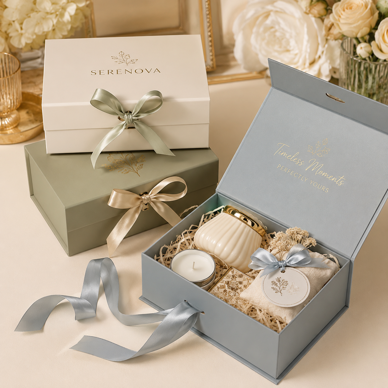 Luxury Wholesale Rigid Magnetic Closure Fancy Matte Foldable Gift Box Custom logo Magnetic Gift Boxes with Ribbon