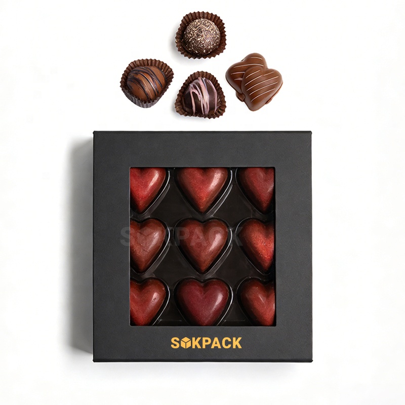 Custom Magnetic Book Style Chocolate Cardboard Gift Box with Transparent PVC Window for Luxury Candy &amp; Sweet Rigid Packaging Box