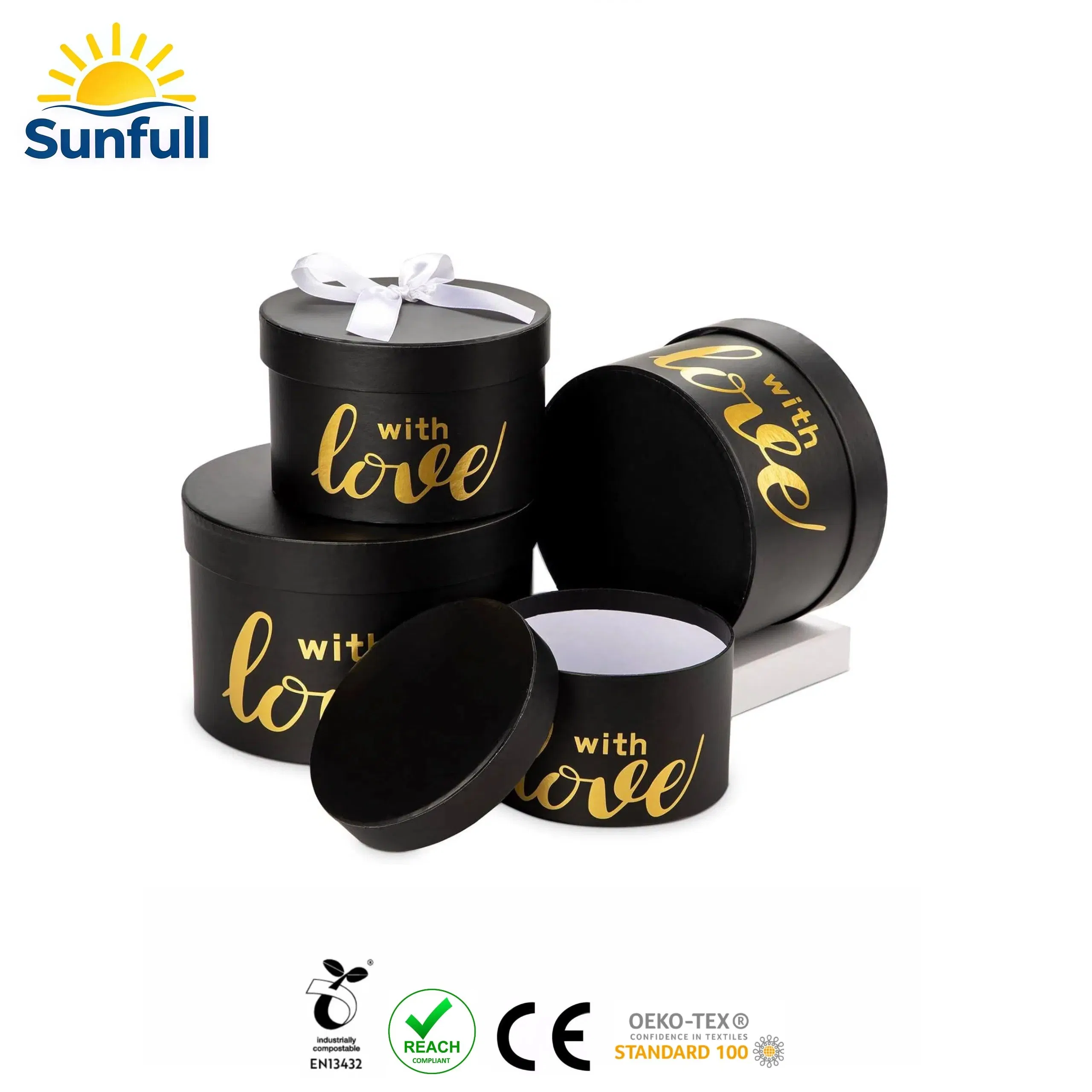 Luxury Round Nested Gift Boxes with Lids Set of 4 Reusable Sturdy Cardboard Gift Box Set for Birthdays, Weddings, Anniversaries, Christmas