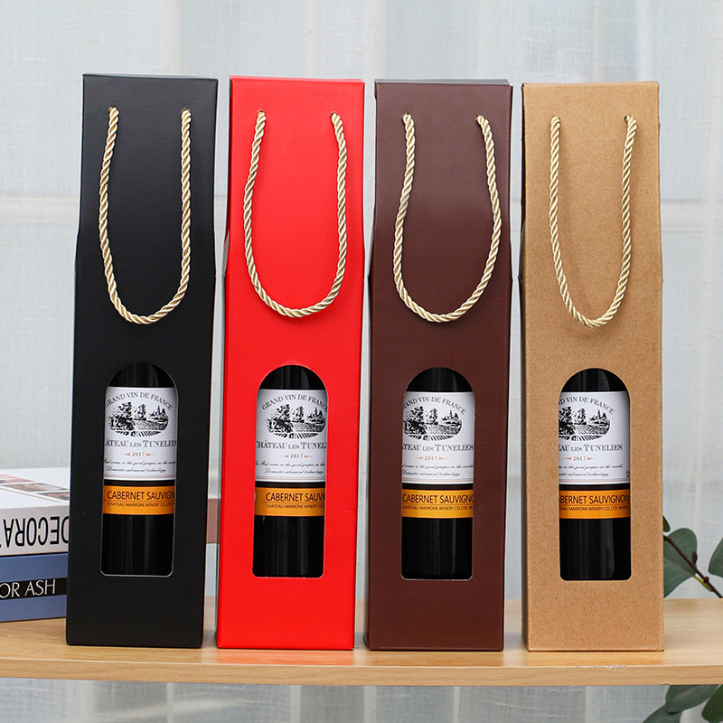 Supplier Wholesale Custom logo Cheap Single Red Wine Bottle Paper Gift Box Packaging Wine Glass Gift Box With Window