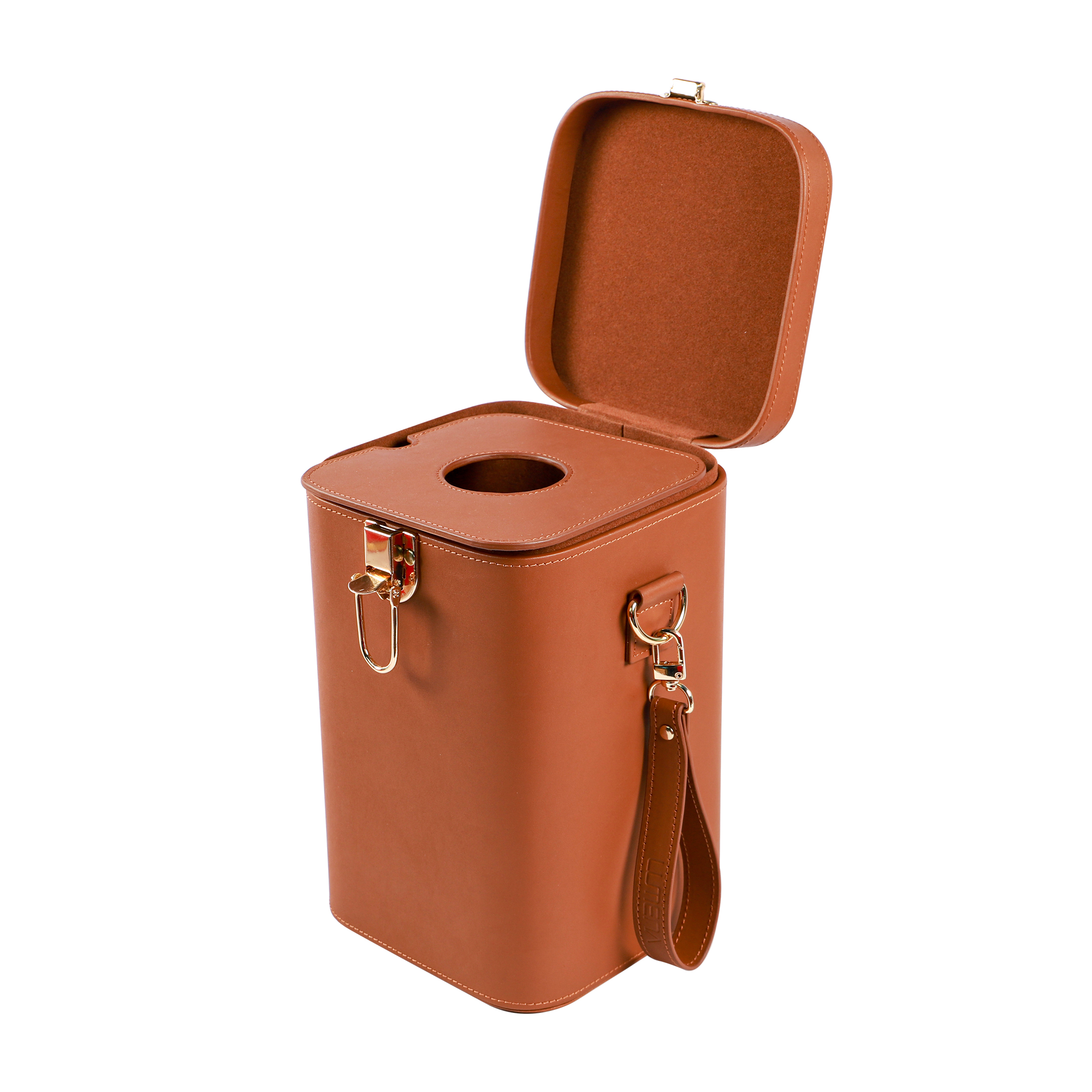 High Quality Wine Box Gift Leather Single Bottle Wine Gift Boxes Handle Hinged Carrier Wine Box Gift