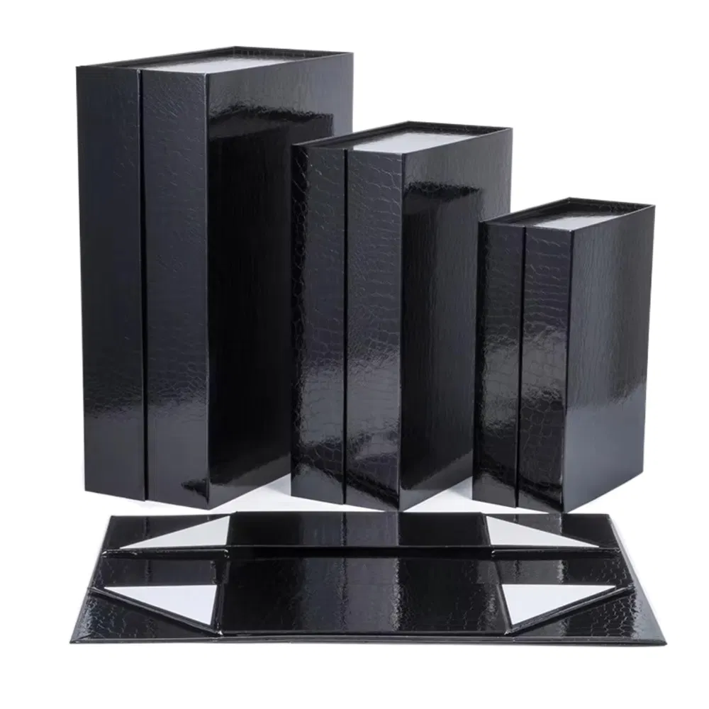 Wholesale Luxury Metallic Rigid Gift Boxes – Multi-Color Collection (Black, Silver, Purple, Gold) with Premium Festive Presents &amp; Retail Packaging