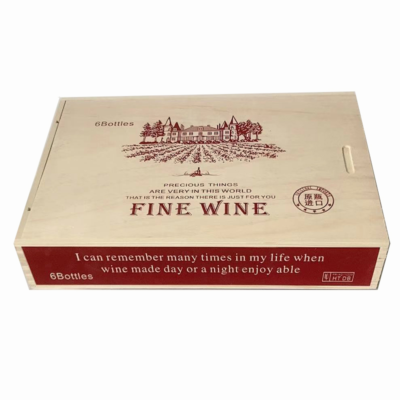 Custom Red Wine Bottles Packaging Box 6 Bottles Wine Gift Boxes Wood