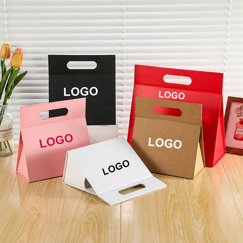 Collapsible Paperboard Gift Box With Carry Handle Custom Logo Retail Packaging For Candy Jewelry Holiday Presents