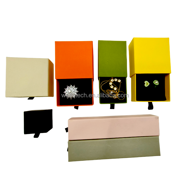 Cardboard Drawer Jewelry Gift Box for Necklace Earring Bracelet Ring with Embossing Printing Handling