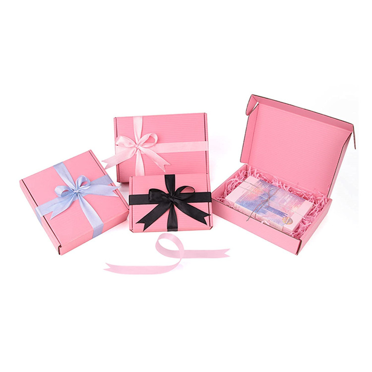 Custom Printed Pink Corrugated Paper Shipping Box Open View