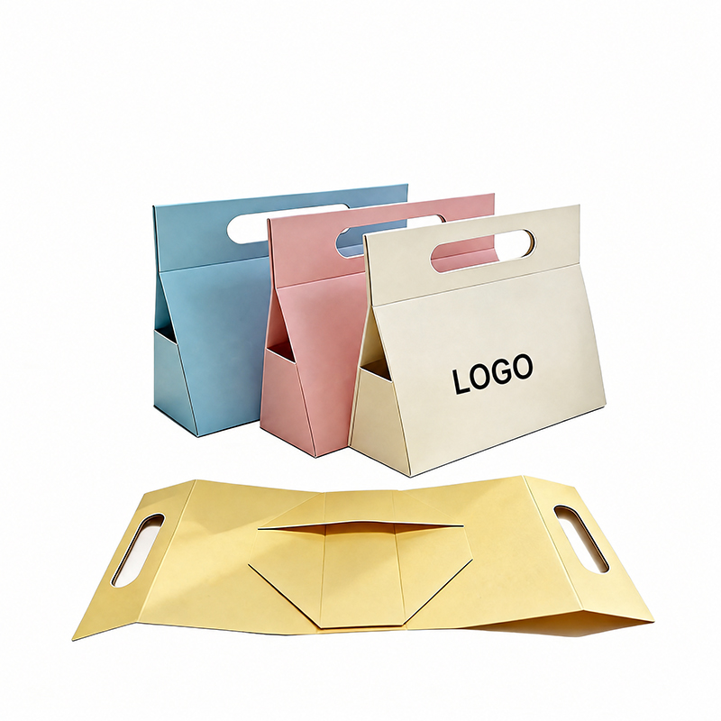 Collapsible Paperboard Gift Box With Carry Handle Custom Logo Retail Packaging For Candy Jewelry Holiday Presents