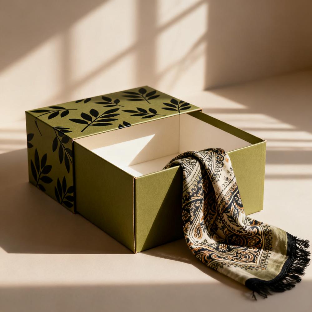 Customized Logo Deluxe Sliding Box Drawer Matte Laminated Cardboard Scarf Boxes Gold Foil Clothing Gift Boxes