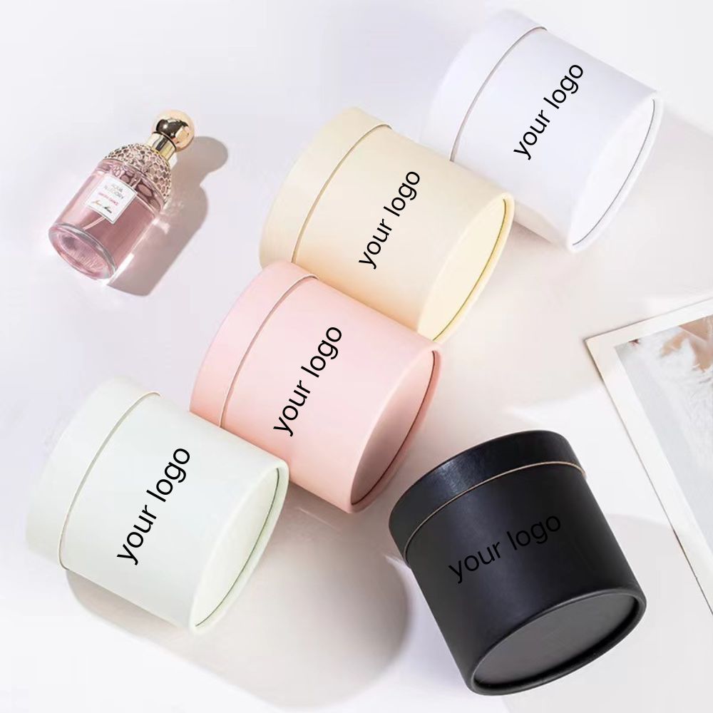 Custom Logo Round Boxes For Flowers Candles Perfume Tube Paper Box Packing Circle Gift Box