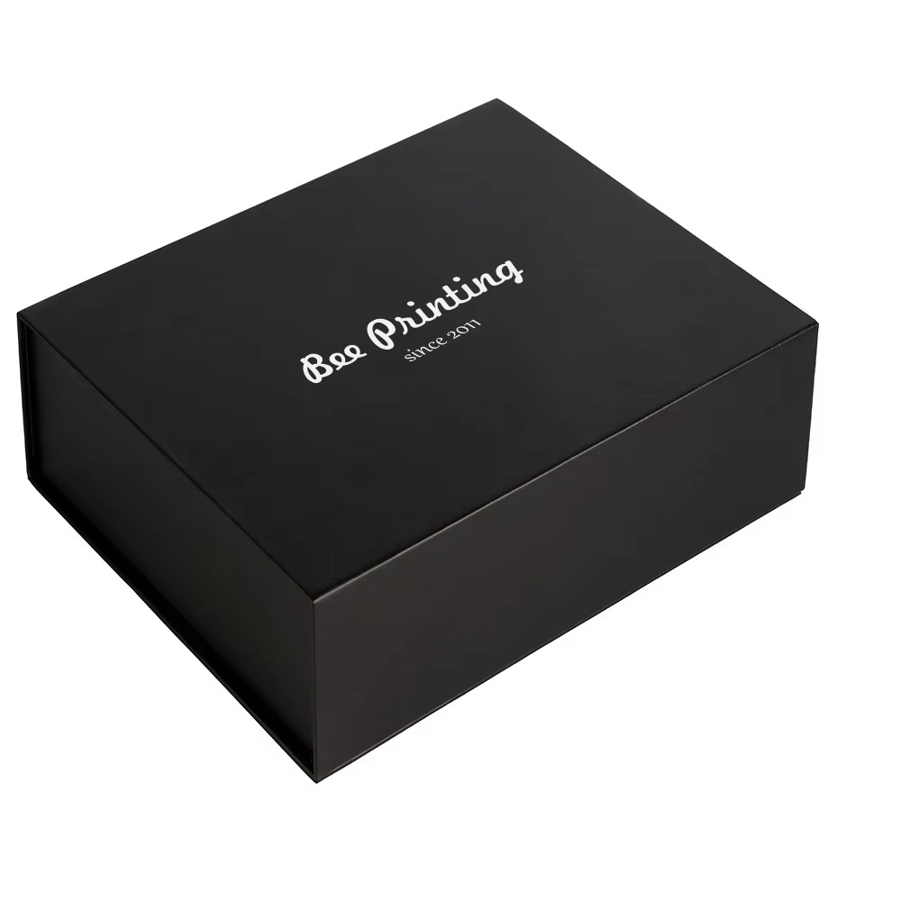 Luxury Folding Magnetic Black Makeup Gift Box Packaging with Satin Lined Inside Packing for Jewelry Cosmetic Perfume