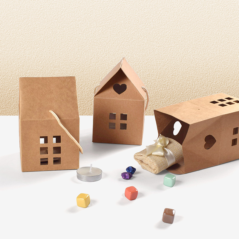 Portable Hollow House Chocolate Candy Biscuit Gift Box Aromatherapy Candle Packing Box Recycled Materials Wedding Souvenirs case