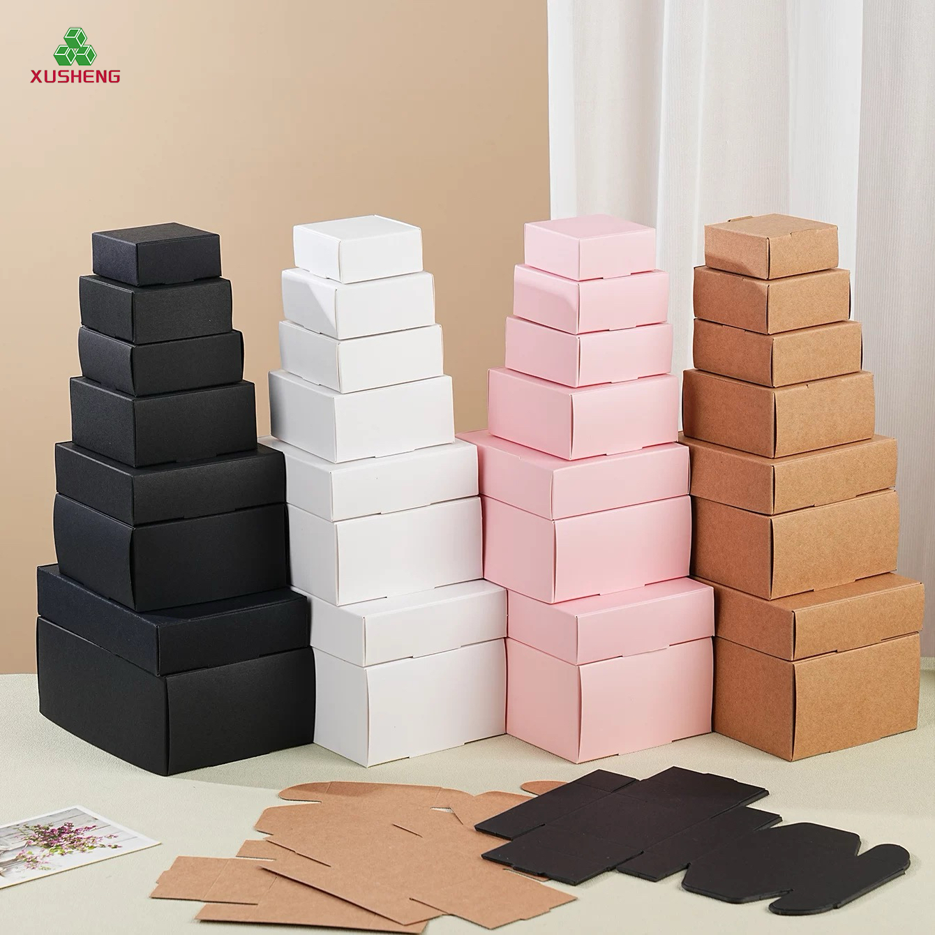 Eco-Friendly Biodegradable Recyclable Packaging Boxes with Handle and Embossing for Shoes &amp; Watch Gifts Mailing
