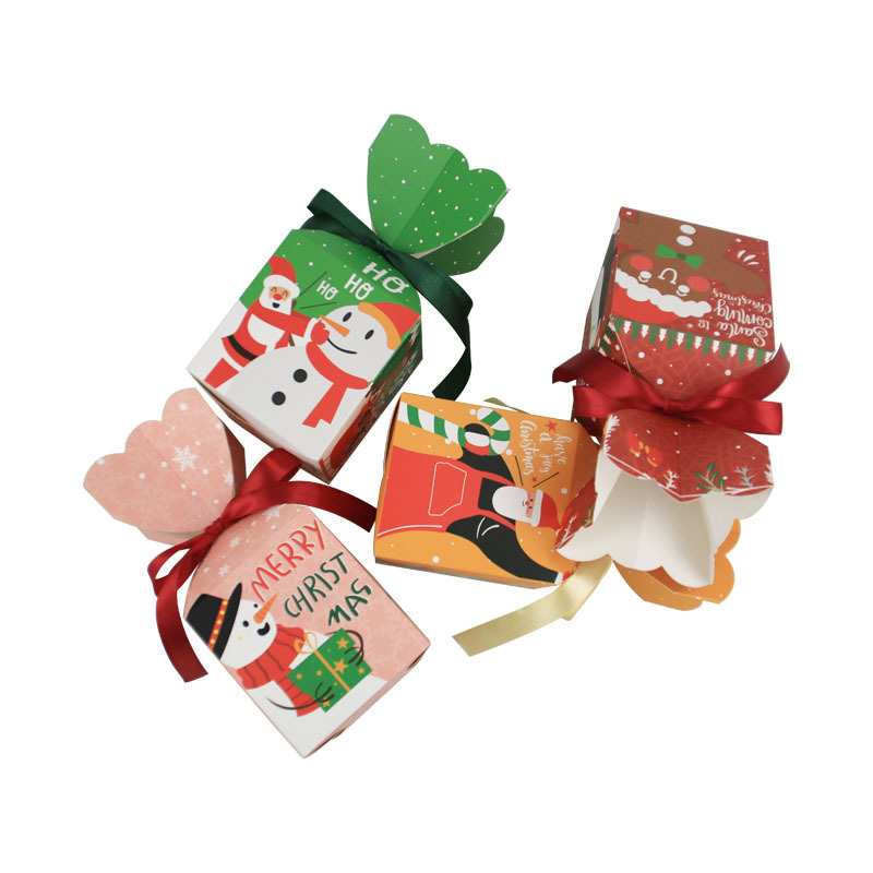 2025 Creative Christmas Gift Box Folding Holiday Candy Gift Box with Ribbon