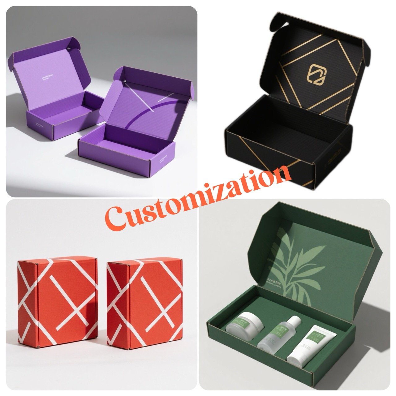 Heavy Duty Recyclable Holographic Effect Corrugated Cardboard Box with Four-Color Printing and UV Coating for Premium Skincare